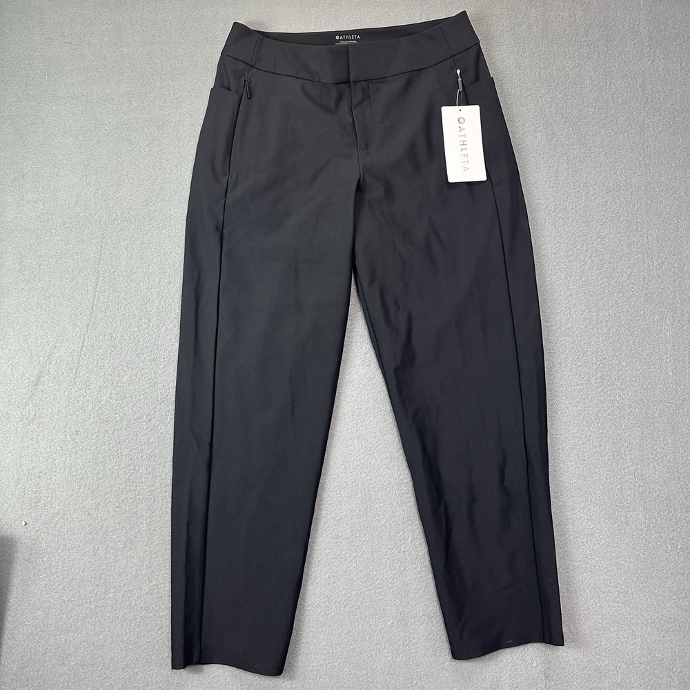 Athleta Stellar Trouser 8p Petite Black Pant Slim Zip Work Pants Travel NWT